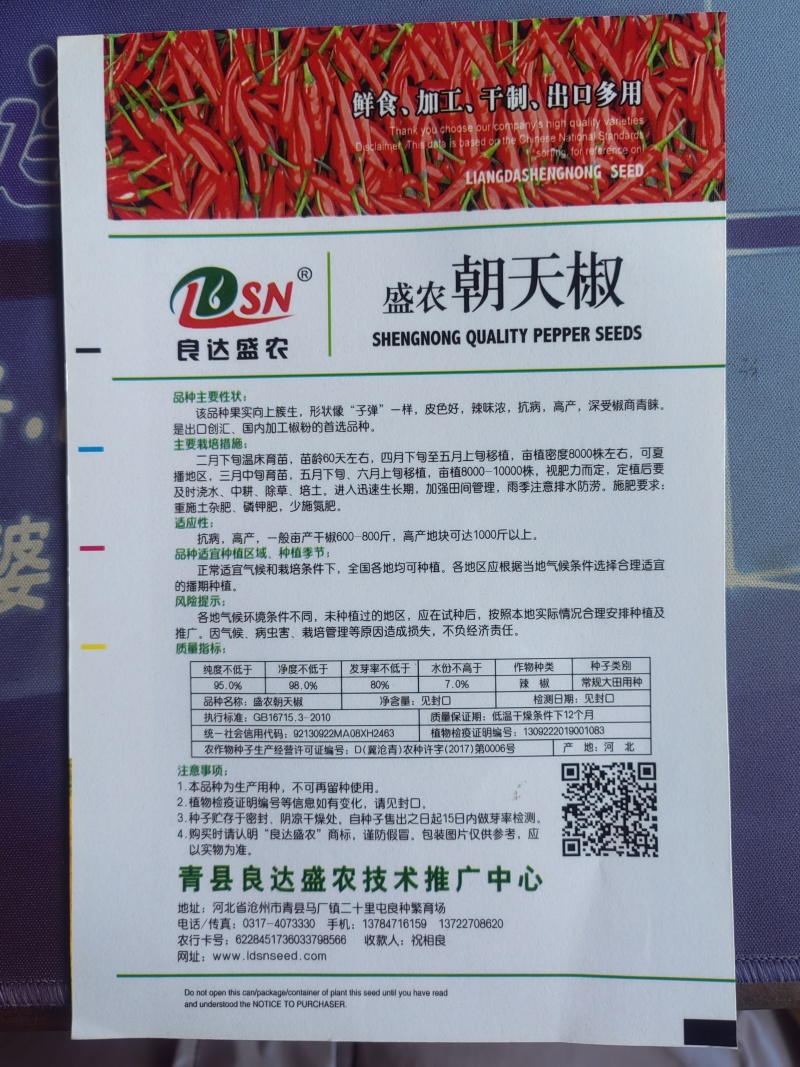 朝天椒种子辣味强口感好节间短座果率高单生适应性强