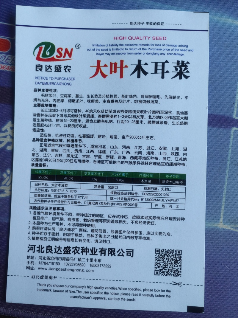 大叶木耳菜种子生长势强分支能力强肉肥厚细嫩多汁味鲜美耐热