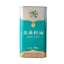 宁夏西吉县立眉村物理冷榨亚麻籽油马口铁桶装900mL/桶