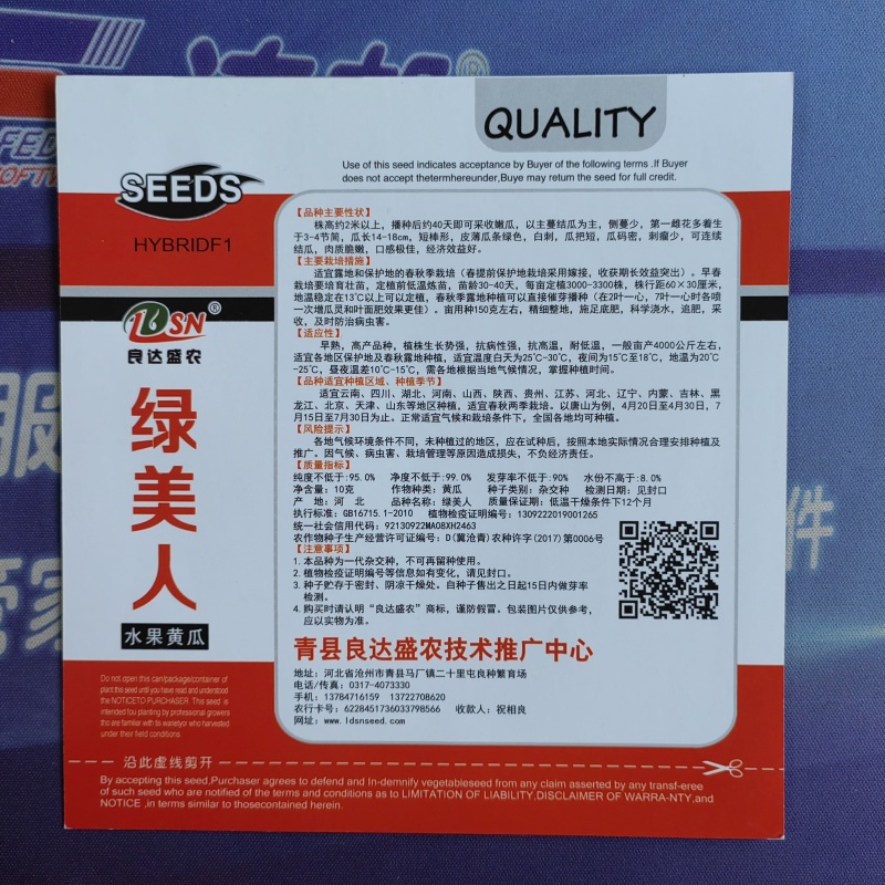 绿美人水果黄瓜种子肉质脆嫩口感好早熟高产抗高温耐低温