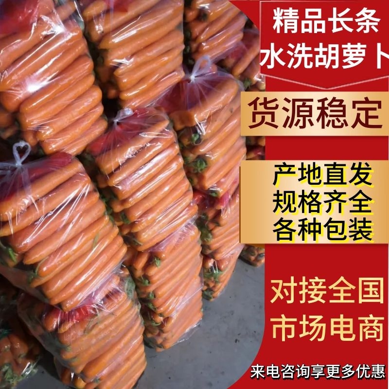 水洗三红胡萝卜一货货源货源稳定条形好口感好走市场超市
