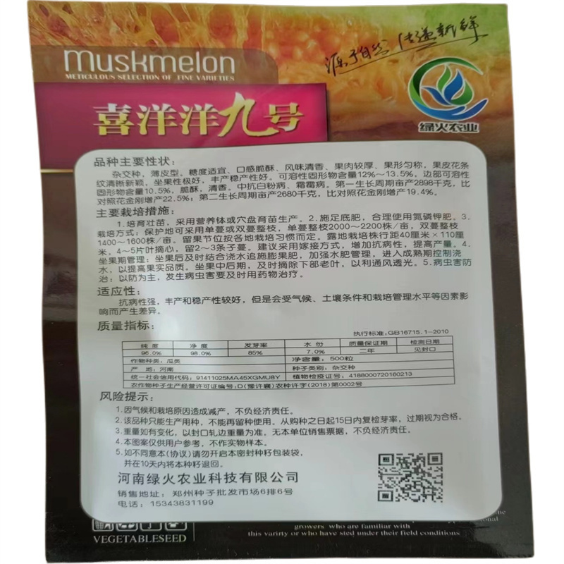 博洋9号甜瓜喜洋洋九号甜瓜种子香瓜种子脆酥清香基地用种