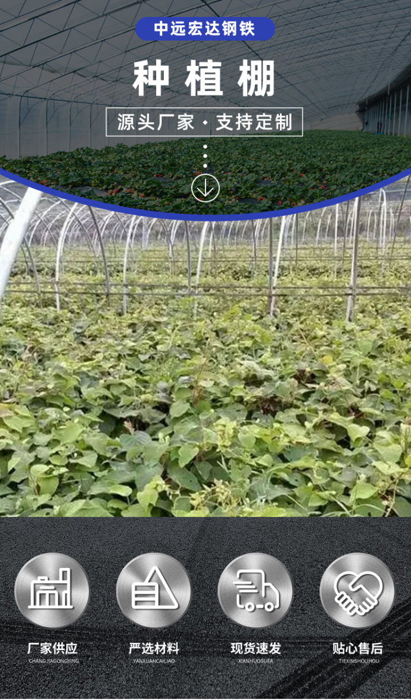 农业种植连栋大棚内外遮阳花卉猕猴桃种植玻璃钢架安装温室大