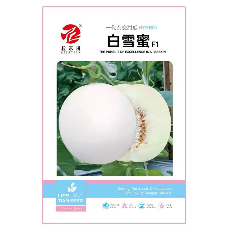 白雪蜜白皮白肉甜瓜种子果肉蜜甜口感好春秋大棚露地种植包邮