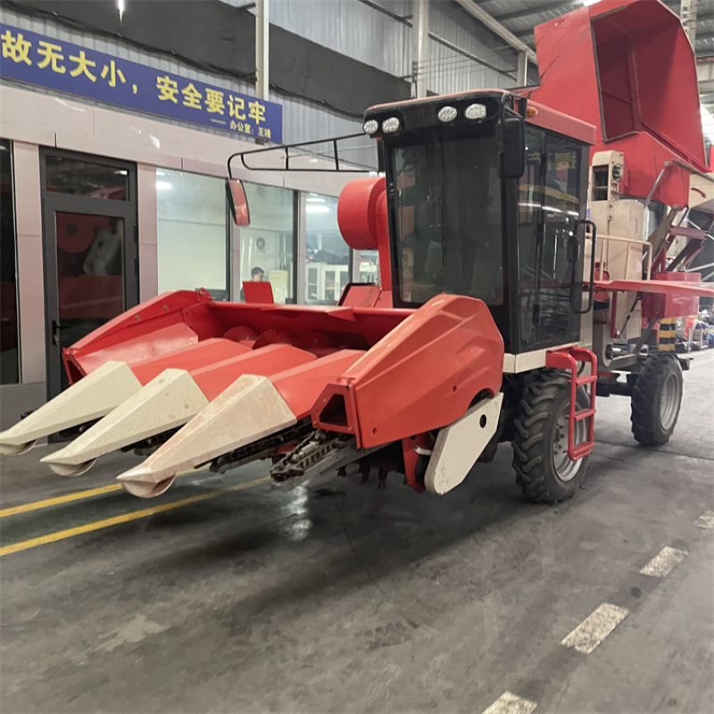 新升级四驱轮式小四行玉米收割机粮仓二次提升收获机