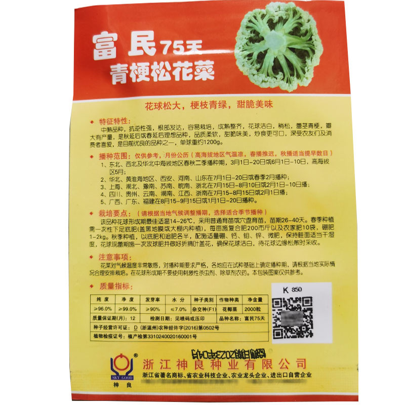 青梗松花菜种子富民756065天早熟矮脚免盖耐热