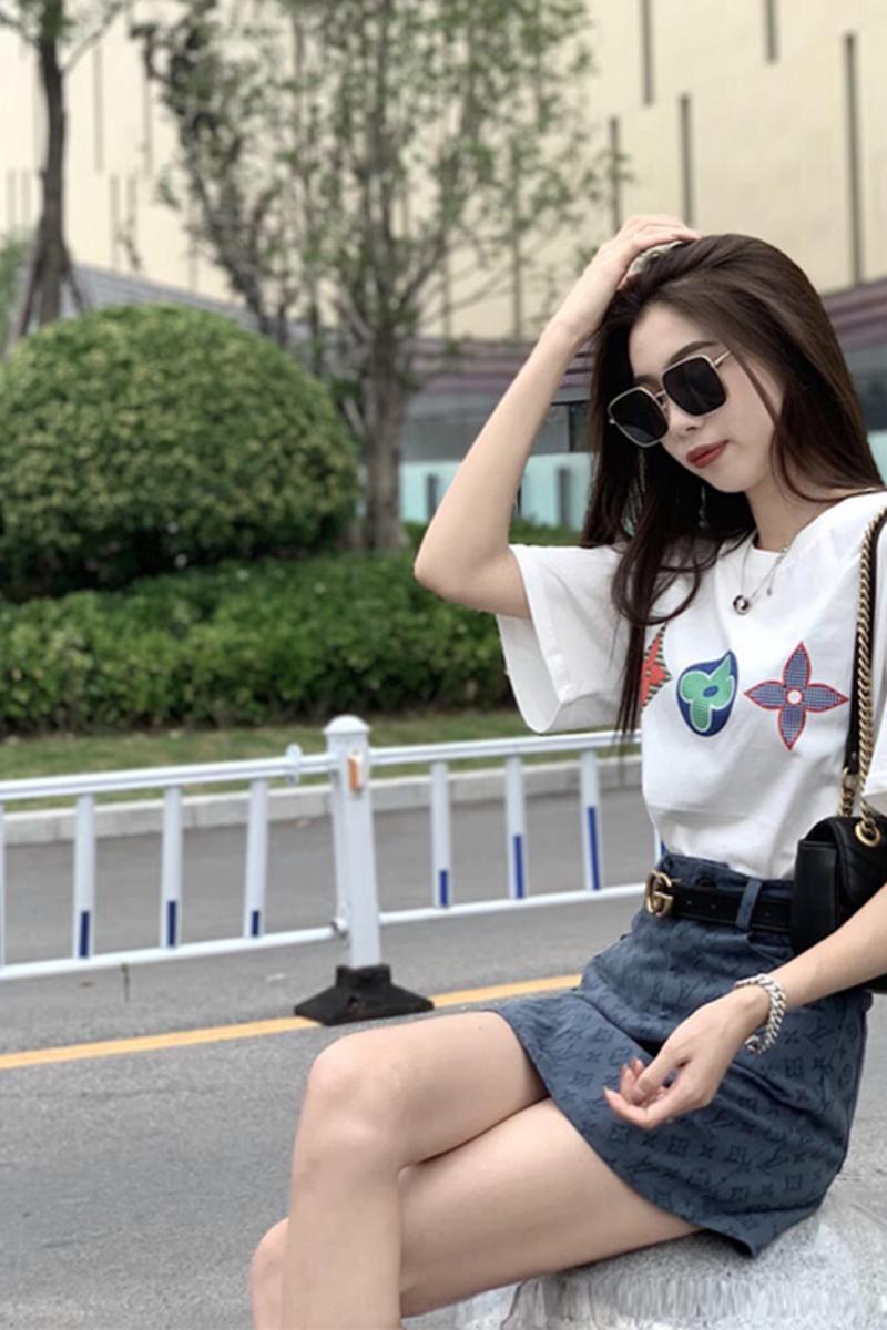 网红夏季炸街盐系减龄印花T恤洋气显瘦牛仔短裙小个子显高两