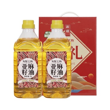 厂家直销亚麻籽油一级冷榨植物油2L食用油家用2升胡麻油团