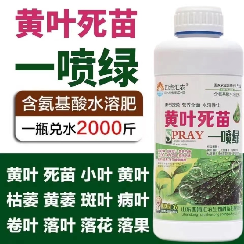 黄叶死苗一喷绿氨基酸叶面肥