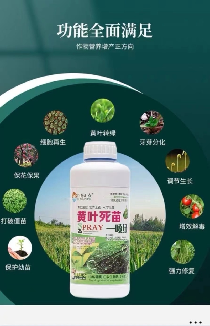 黄叶死苗一喷绿氨基酸叶面肥