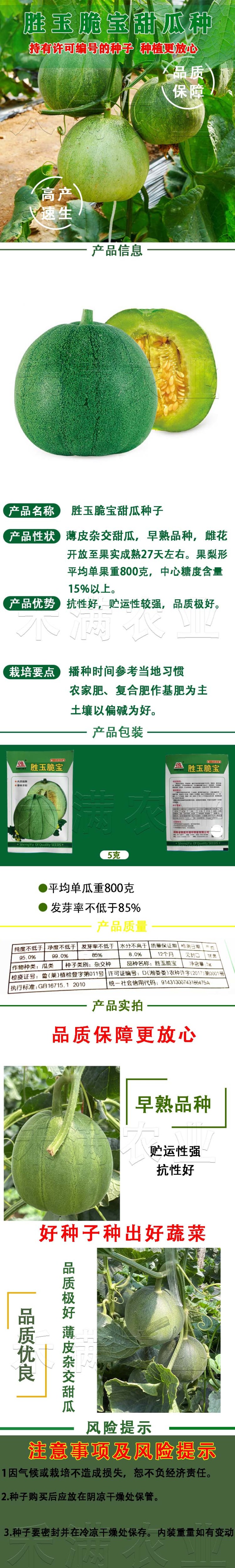 绿宝石种子甜瓜种籽香瓜种子超甜酥脆香瓜种籽高产甜瓜种子
