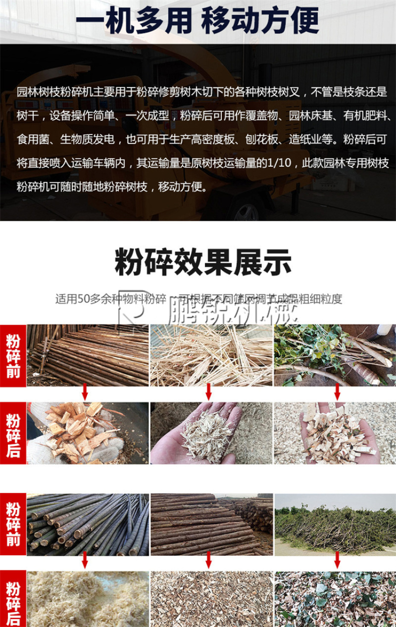 多功能木材树枝木头粉碎机大型木屑机锯末切片碎木机