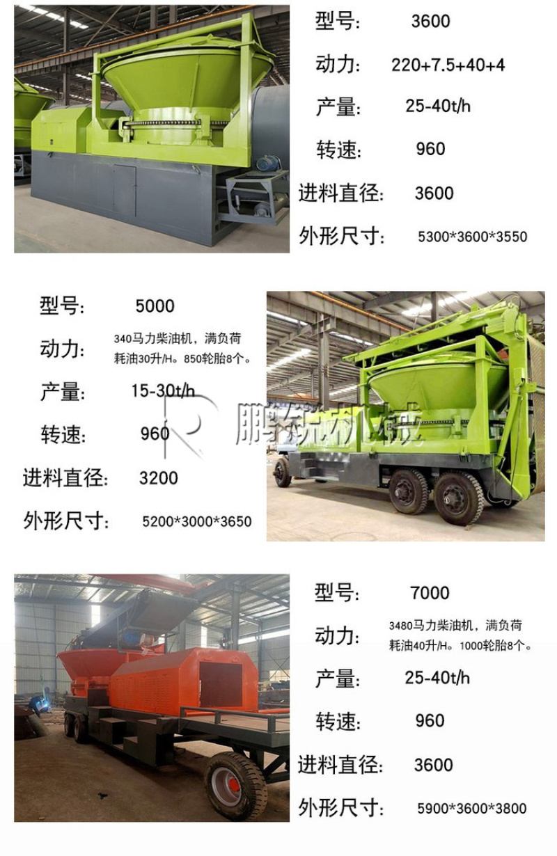 柴油移动圆盘破碎机3600拖拉机树根粉碎机树木树根粉