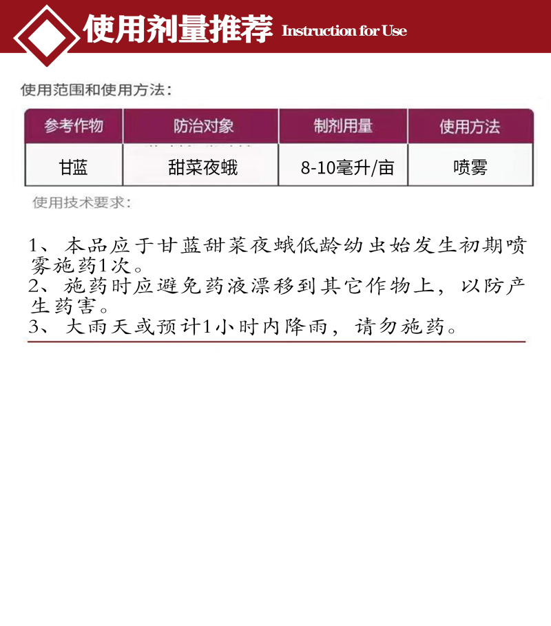 10%甲维虱螨脲甘蓝甜菜夜蛾悬浮剂正品农用蔬菜杀虫剂