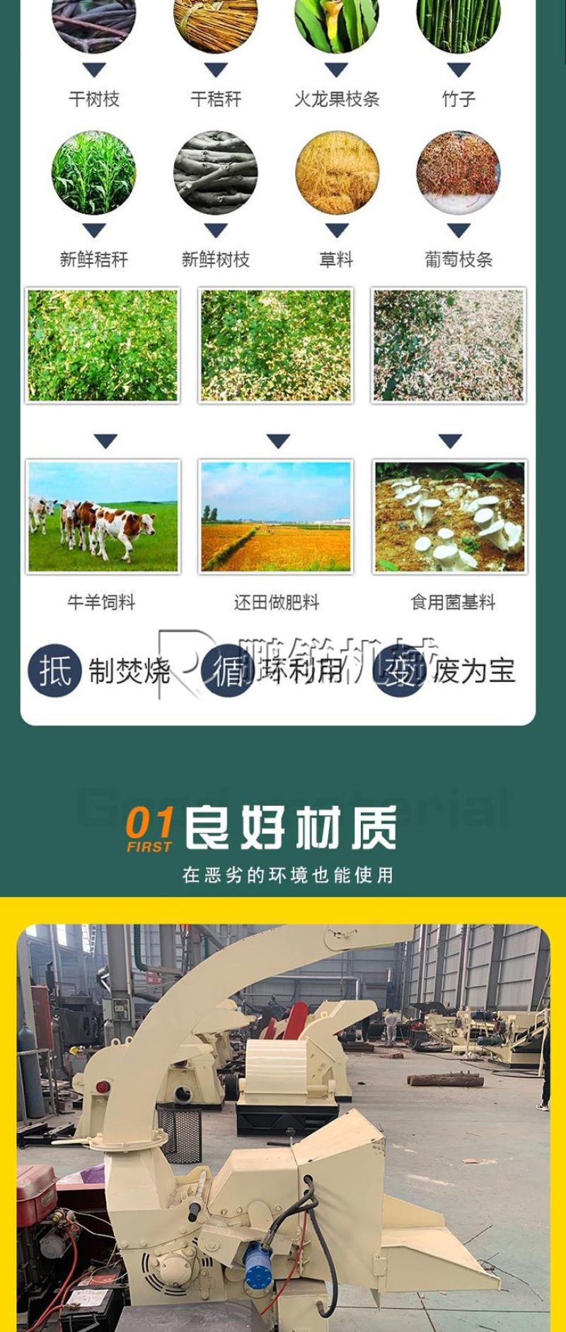 林业园林用树枝粉碎机景区枯枝清理破碎机公园绿化碎枝机