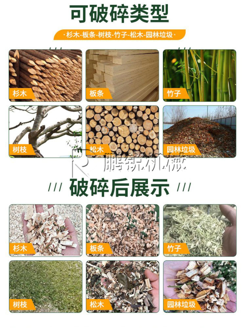 果树园林社区树枝粉碎机电动600型多功能移动果木破碎机