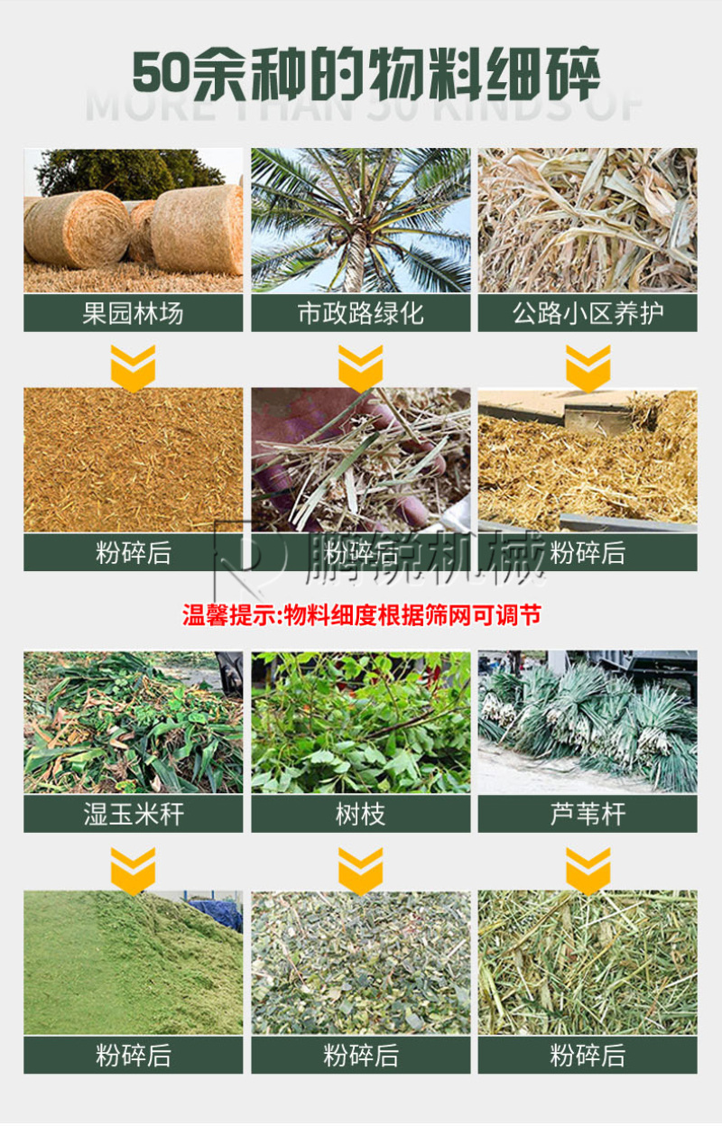 柴油动力木材粉碎机移动式园林树枝粉碎机粗细枝丫打碎机