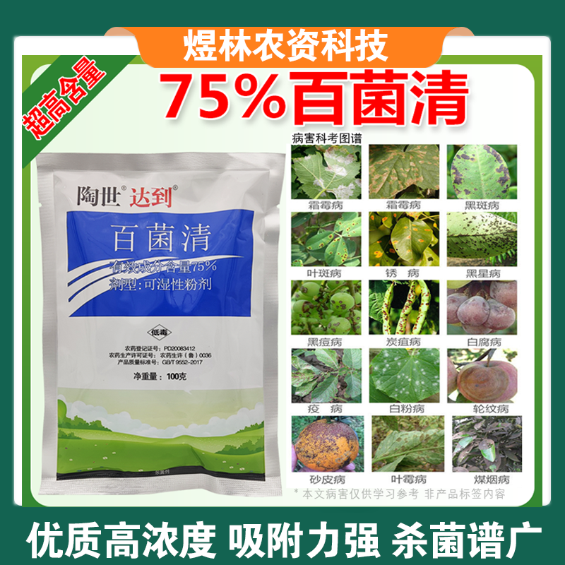 75%蓝色百菌清苹果落叶果树蔬菜花卉白粉炭疽病叶斑病霜