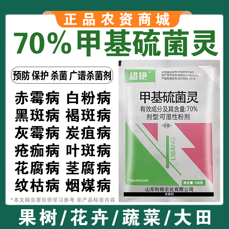 70%甲基硫菌灵甲托果树苹果轮纹病白粉病纹枯病杀菌剂