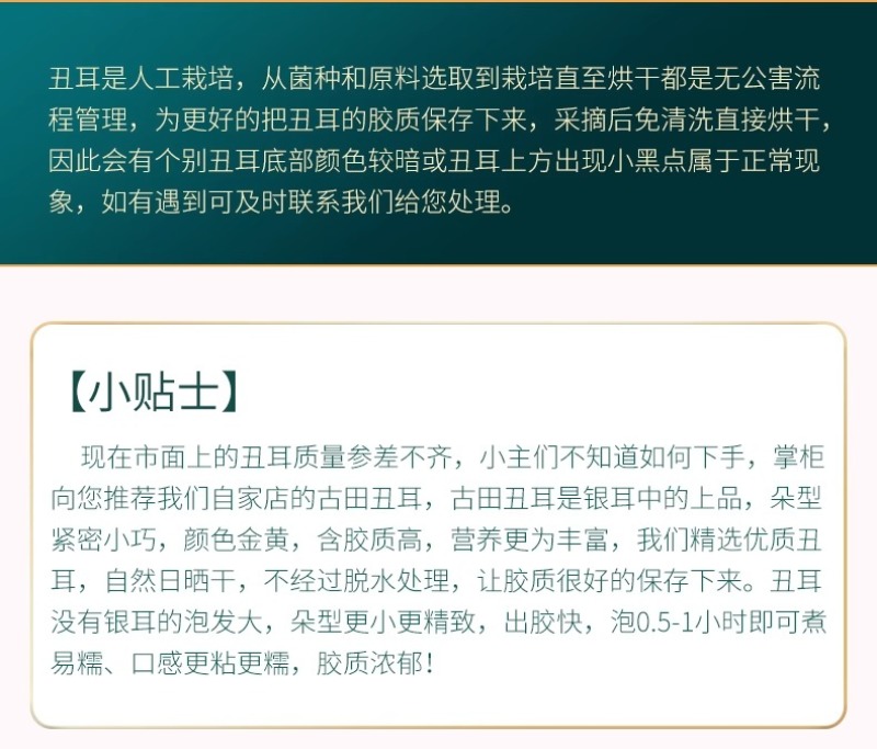 古田丑耳300g包邮银耳干货色泽金黄朵型小巧紧密黄金银耳