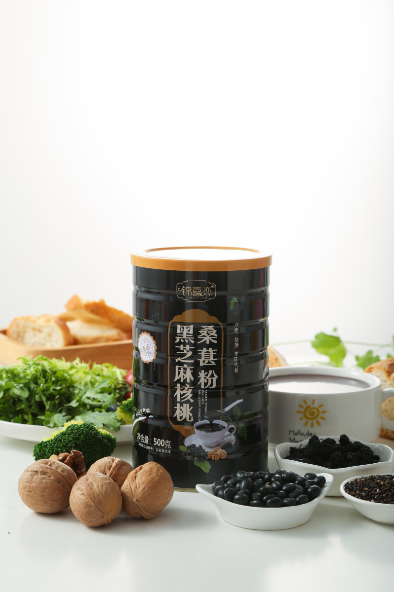黑芝麻糊核桃黑豆黑米桑葚粉现磨冲饮黑芝糊