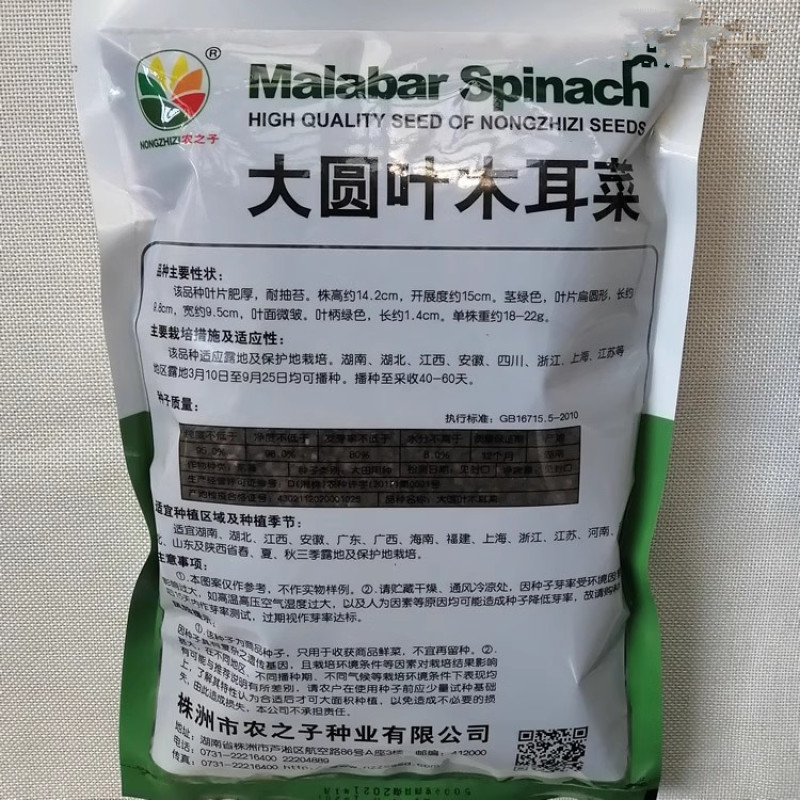 大圆叶木耳菜种子叶片肥厚大叶木耳菜种籽耐高温耐湿