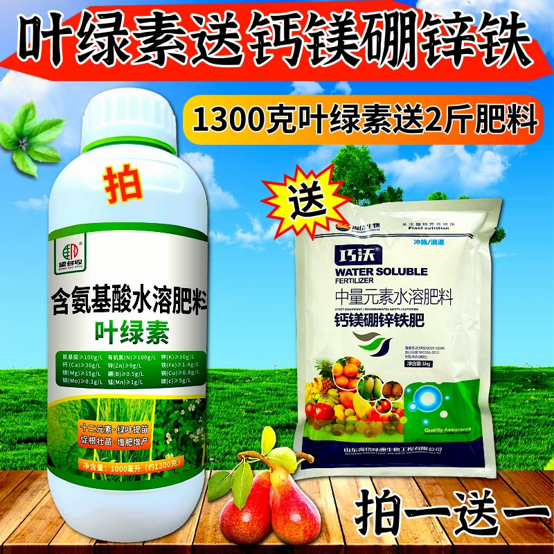 叶绿素十二元素一喷绿拍一送一保花果增产防裂果1300克