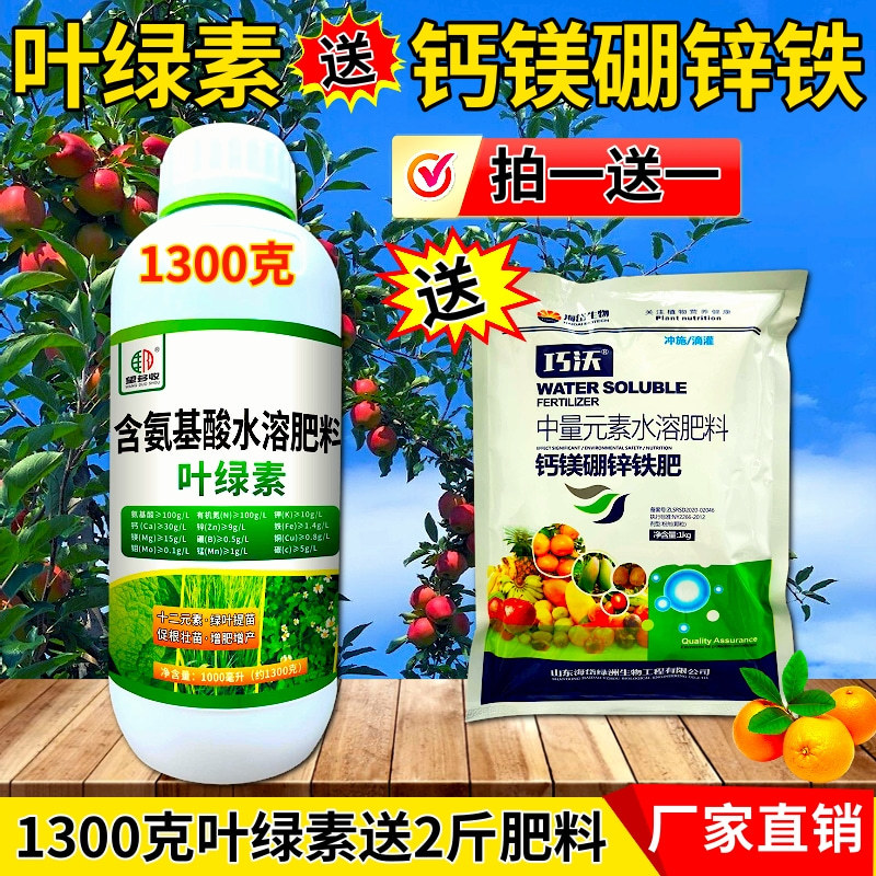 叶绿素十二元素一喷绿拍一送一保花果增产防裂果1300克