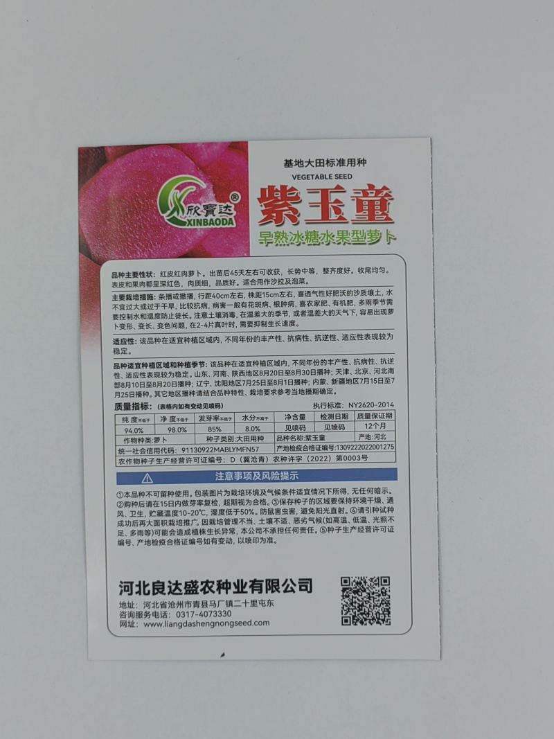 紫玉童早熟冰糖水果型萝卜种子红皮红肉肉质细品质好适应性广