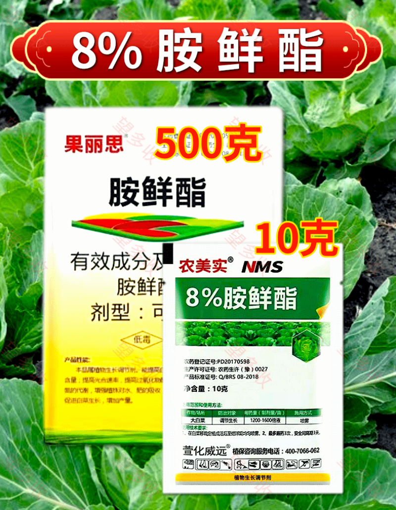 8%胺鲜酯促花果助绿叶促脱青着色防寒抗逆农药硝钠胺鲜酯