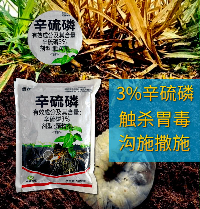 3%辛硫磷地下害虫杀虫剂蛴螬蝼蛄金针地老虎果树蔬菜农药