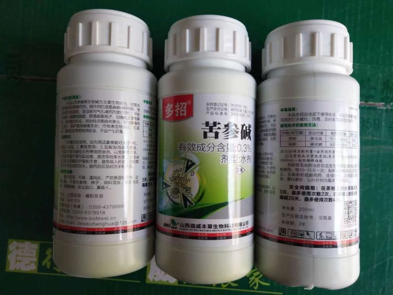 多招0.3%苦参碱水剂防治茶树茶毛虫