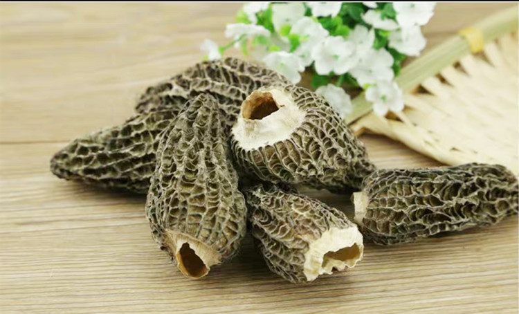 不同大小的干羊肚菌对比图,展示从大型到小型的多样性 羊肚菌干品对比图