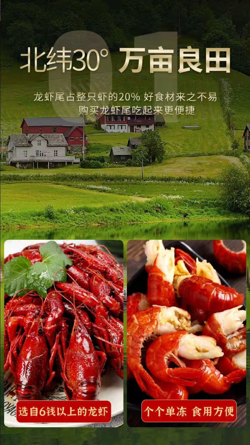 特级大号一级龙虾尾无冰衣冷冻小龙虾尾鲜活速冻虾尾虾球包邮
