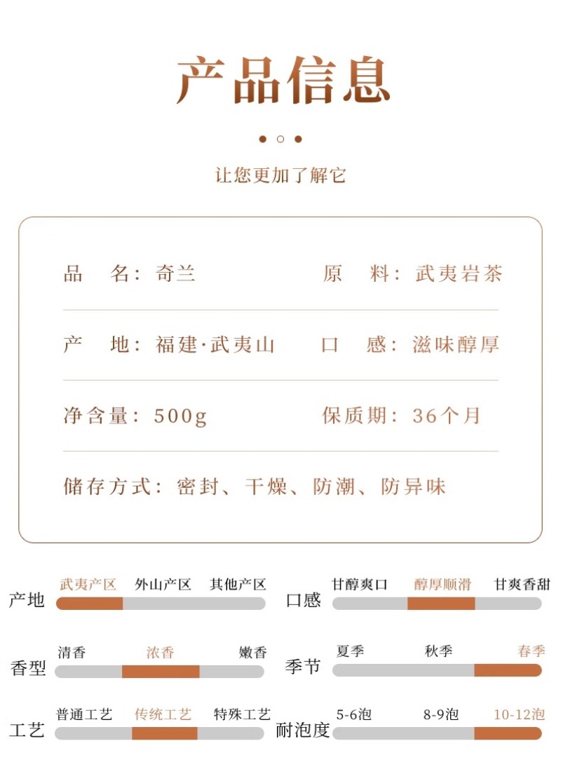 兰花香奇兰武夷岩茶大红袍半发酵乌龙茶正岩清香型焙火茶叶