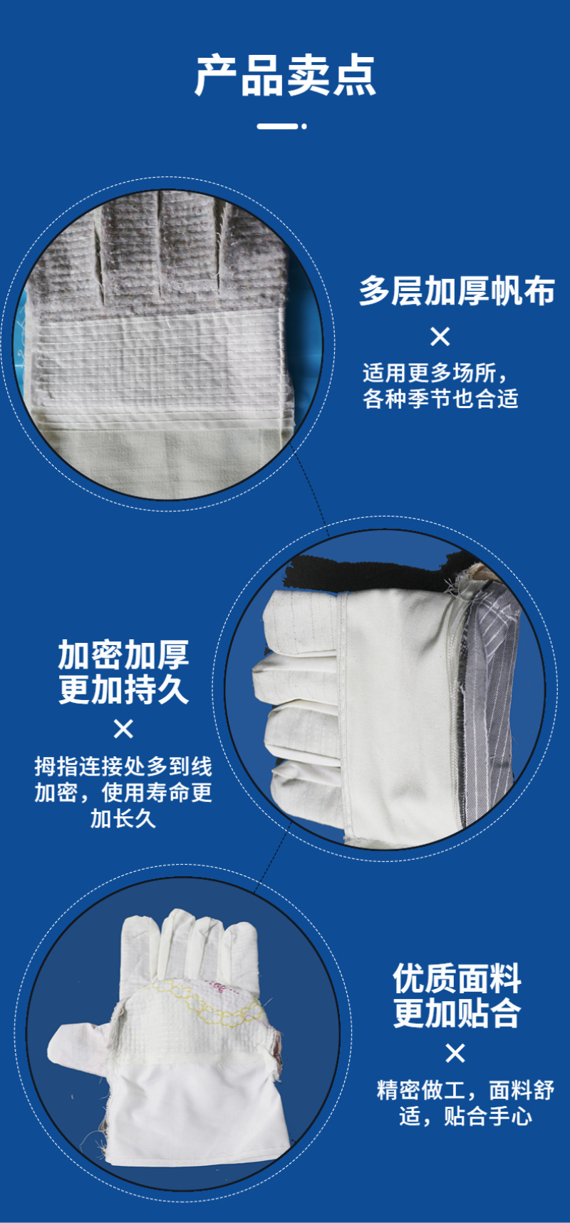 泸防牌全衬32道线帆布手套机械电焊工耐磨加厚工劳保防护厂