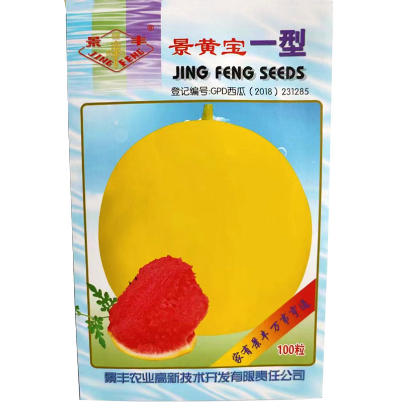 景黄宝一型西瓜种子薄皮红黄心椭圆形黄皮黄红瓤早熟瓜