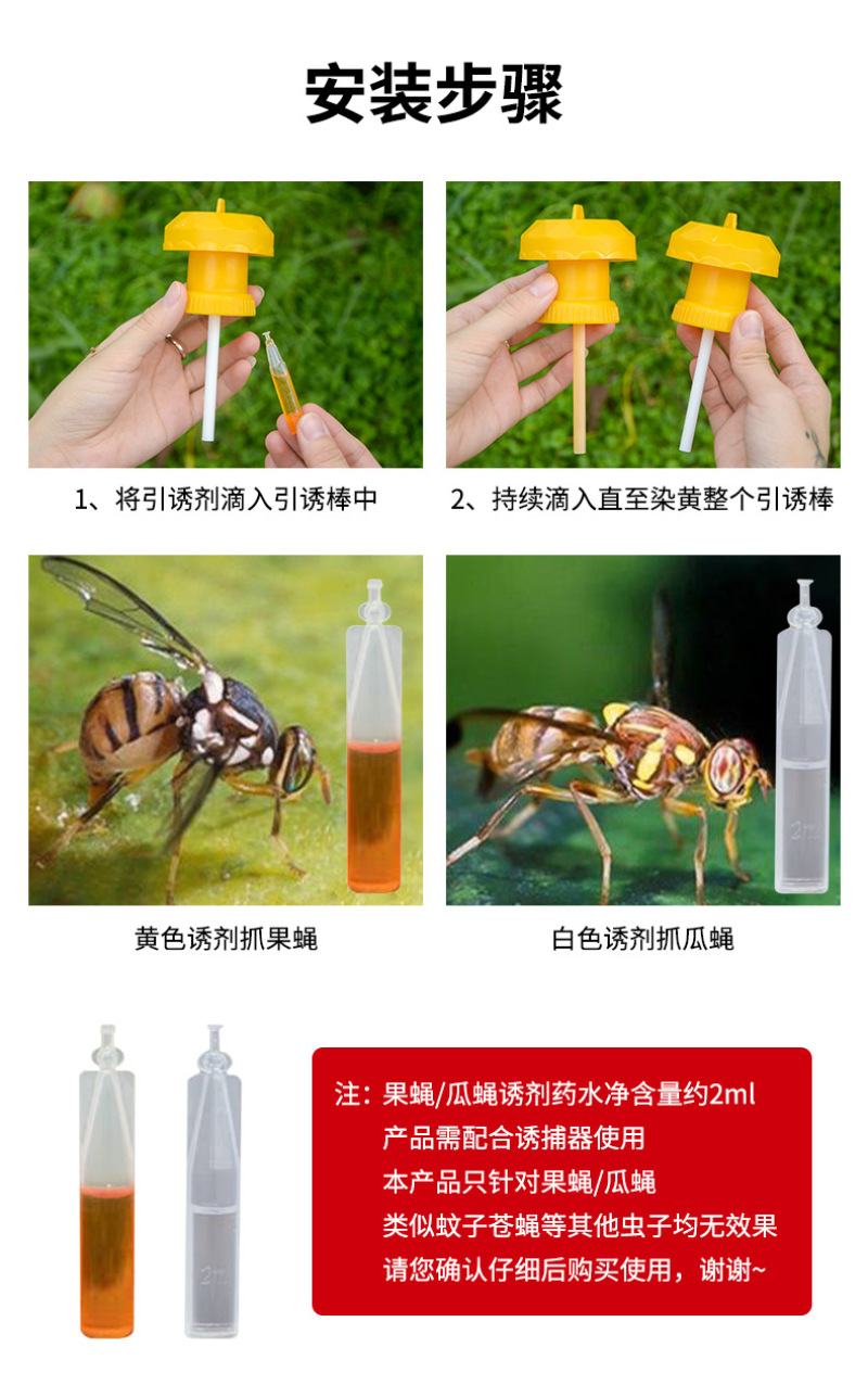 果蝇诱捕器果园菜地瓜果实蝇针蜂桔小实蝇引诱捕蜂器昆虫飞虫