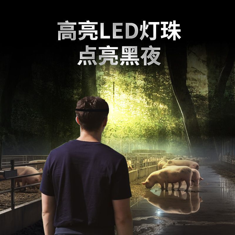 头灯强光充电头戴式照明户外夜钓鱼灯手电筒防水长续航小矿灯