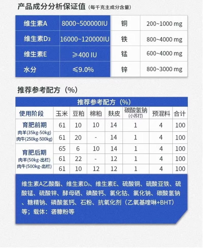 4%肉牛饲料肉羊复合预混料厂家直销量大从优