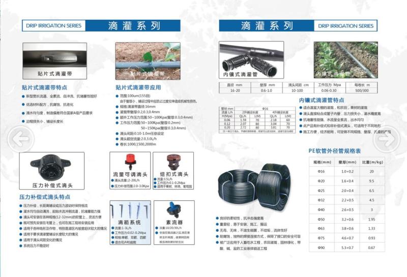 滴灌带双孔贴片式16mm单孔滴水农田农用加厚全套滴灌管带