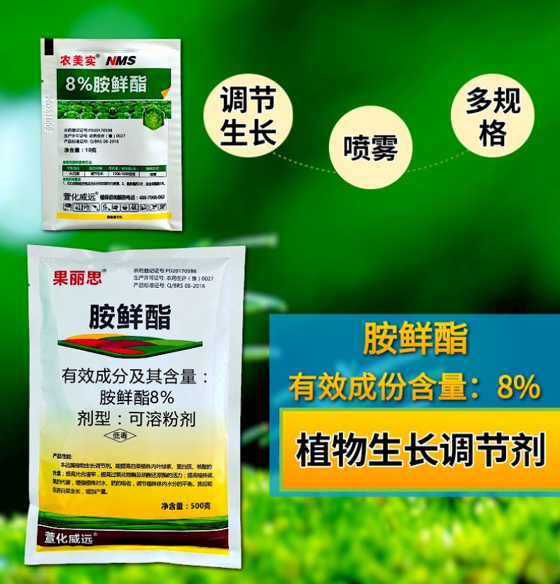 8%胺鲜酯温度低活性高脱青上色转色均匀提高叶绿素光合作用