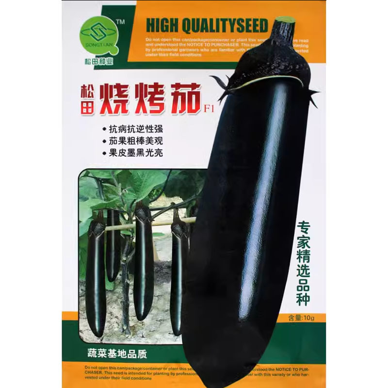 松田烧烤茄种子紫黑发亮粗长茄种籽早熟高产茄子蔬菜籽春