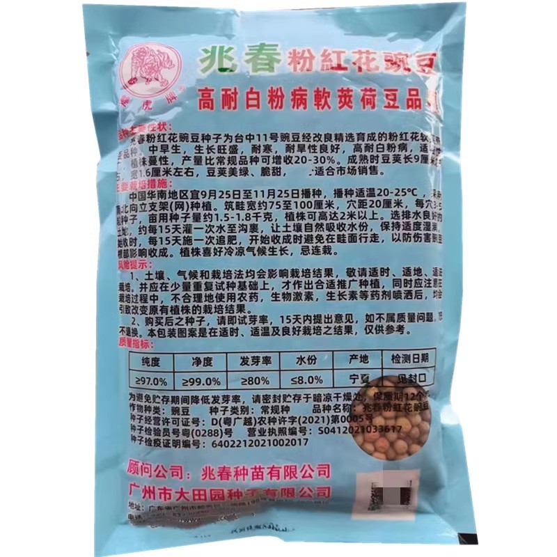 粉红花荷兰豆种子，耐寒耐旱，耐白粉病，美绿脆甜，基地种植