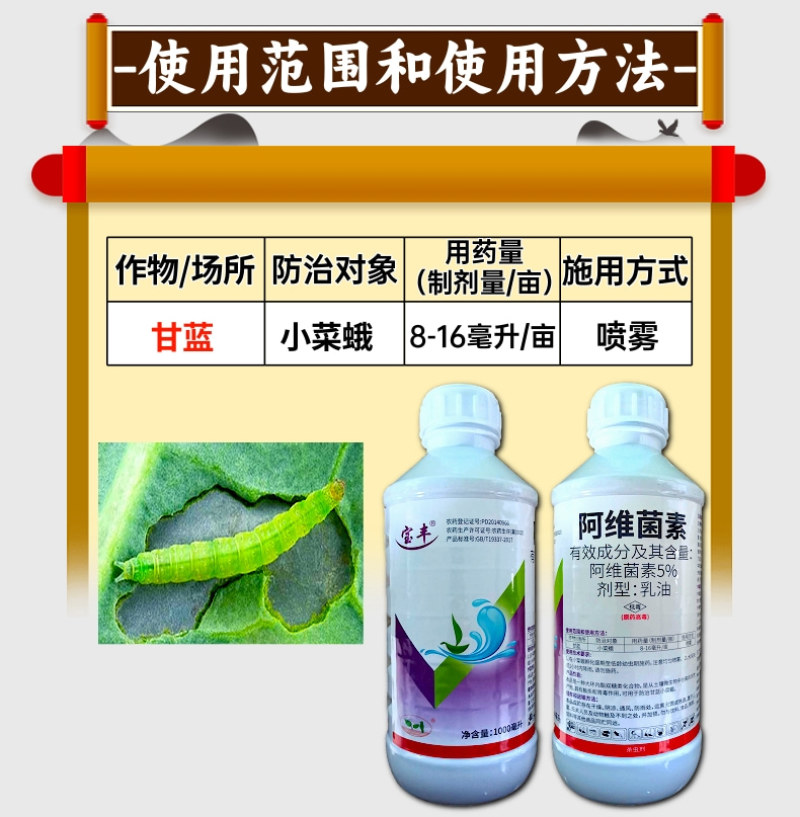 5%阿维菌素小菜蛾杂虫正品胃毒触杀杀虫剂