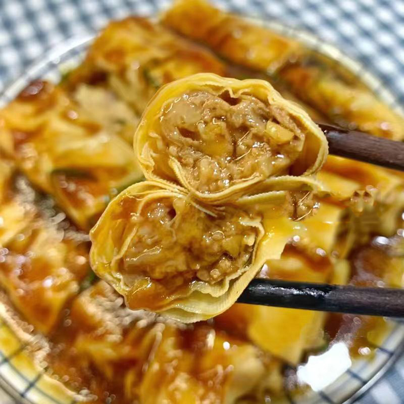 百叶包肉千张包百叶包鲜肉百叶卷特产美食手工制作冷链批发