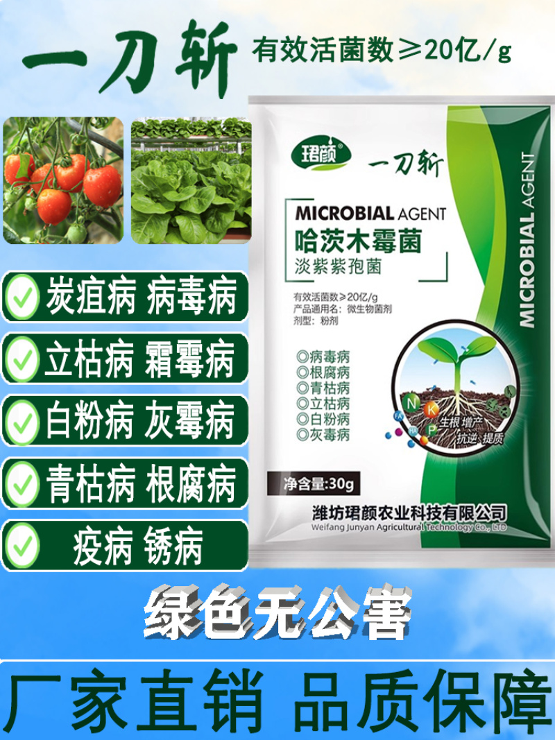 一刀斩哈茨木霉菌淡紫紫孢菌预防真菌细菌缓解抗重茬蔬菜杀菌