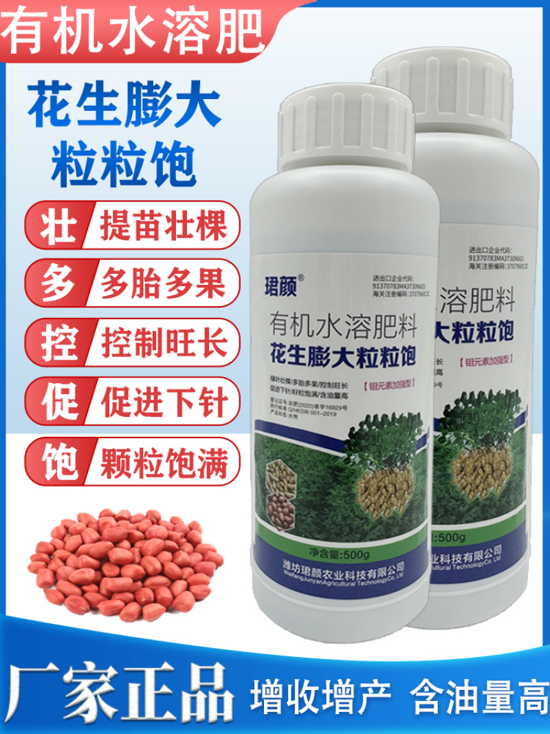 珺颜花生膨大粒粒饱增产增收多胎多果籽粒饱满促进下针有机水