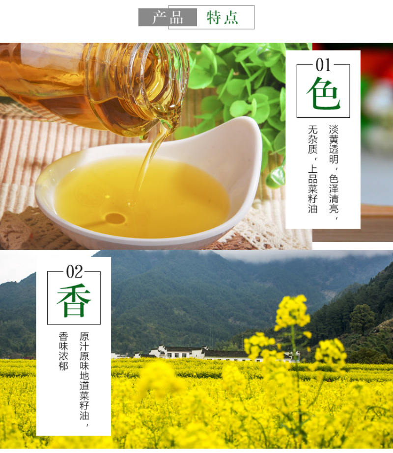 【菜籽油】一级压榨菜籽油厂家直发选用当季新鲜油菜籽为原料