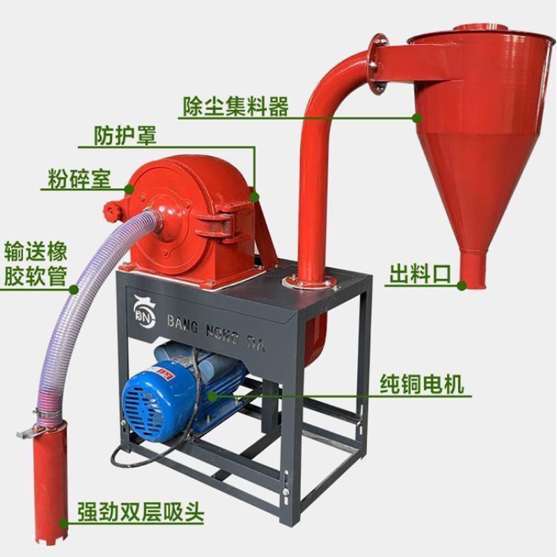 自吸式五谷杂粮粉碎机两相电自吸式粉碎机养殖饲料磨面机